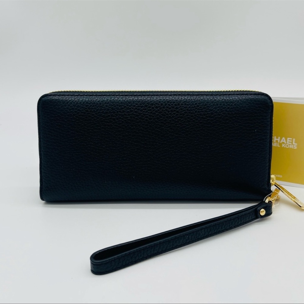 Michael Kors Large Continental Wallet Wristlet Black Leather - Picture 4 of 7